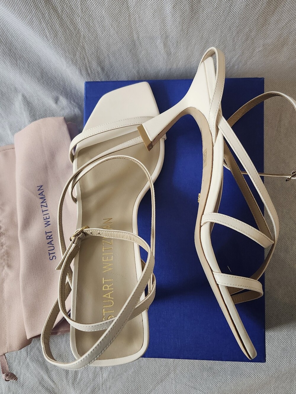 Stuart Weitzman The Oasis 75 Ankle Strap Sandal In Seashell Sz 11.5